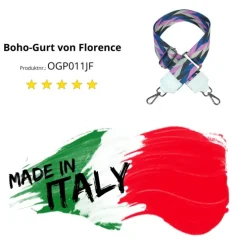 Florence Damen Boho-Gurt Canvas Leder weiß lila blau OGP011JF