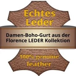 Florence Damen Boho-Gurt Canvas Leder grau beige OGF001JI