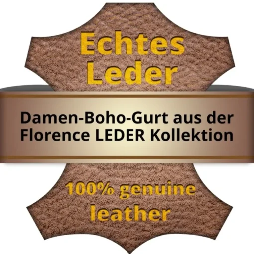 Florence Damen Boho-Gurt Canvas Leder braun tan schwarz OGP001YC