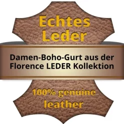 Florence Damen Boho-Gurt Canvas Leder rot beige OGF001JR