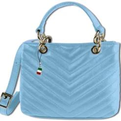 Florence Damen gesteppte Handtasche Echtleder hellblau OTM810H