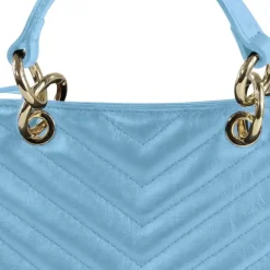 Florence Damen gesteppte Handtasche Echtleder hellblau OTM810H
