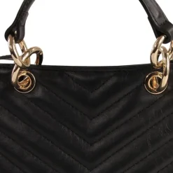 Florence Damen gesteppte Handtasche Echtleder schwarz OTM810S
