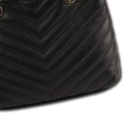 Florence Damen gesteppte Handtasche Echtleder schwarz OTM810S