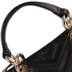 Florence Damen gesteppte Handtasche Echtleder schwarz OTM810S