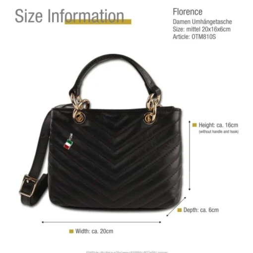 Florence Damen gesteppte Handtasche Echtleder schwarz OTM810S
