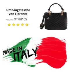 Florence Damen gesteppte Handtasche Echtleder schwarz OTM810S