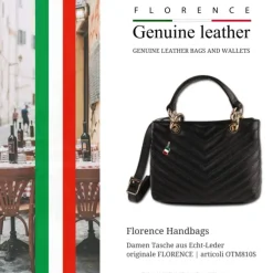 Florence Damen gesteppte Handtasche Echtleder schwarz OTM810S