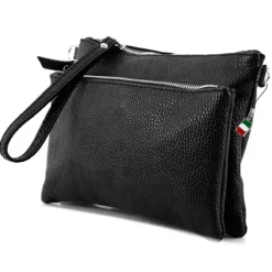 Florence Damen Handgelenktasche Tasche Echtleder schwarz OTF816S