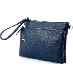 Florence Damen Handgelenktasche Tasche Echtleder blau OTF816B