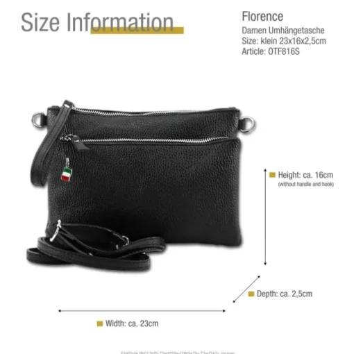 Florence Damen Handgelenktasche Tasche Echtleder schwarz OTF816S
