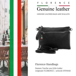 Florence Damen Handgelenktasche Tasche Echtleder schwarz OTF816S