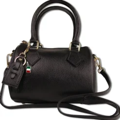Florence Damen Handtasche Bowlingtasche Echtleder schwarz OTM807S