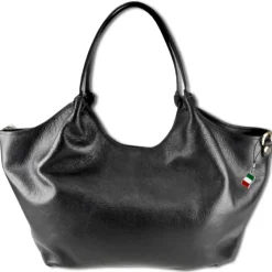 Florence Damen Handtasche, Schultertasche Leder Tasche schwarz OTM109S