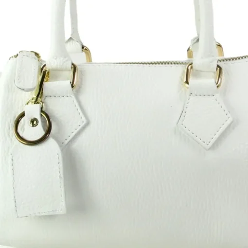 Florence Damen Handtasche Bowlingtasche Echtleder weiß OTM807W
