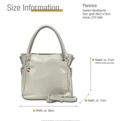 Florence Damen Handtasche Echtleder hellgrau OTF160K