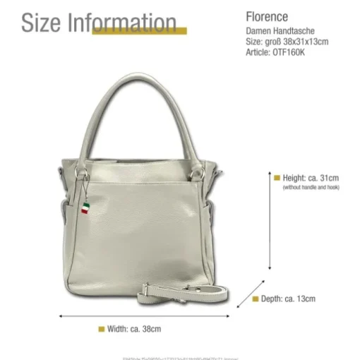 Florence Damen Handtasche Echtleder hellgrau OTF160K