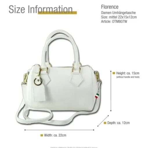 Florence Damen Handtasche Bowlingtasche Echtleder weiß OTM807W