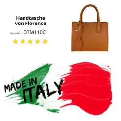 Florence Damen Handtasche, Schultertasche Leder Tasche camel, tan OTM110C