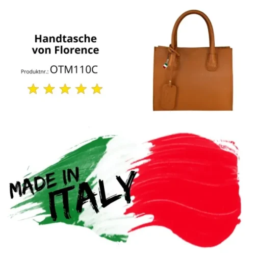Florence Damen Handtasche, Schultertasche Leder Tasche camel, tan OTM110C