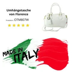 Florence Damen Handtasche Bowlingtasche Echtleder weiß OTM807W