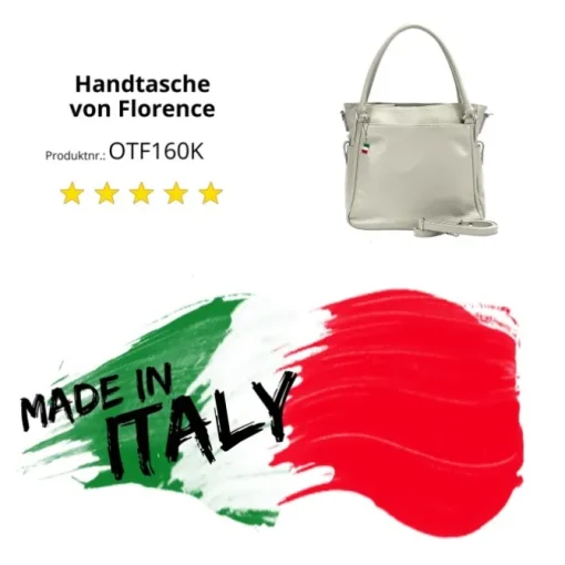Florence Damen Handtasche Echtleder hellgrau OTF160K