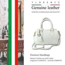 Florence Damen Handtasche Bowlingtasche Echtleder weiß OTM807W