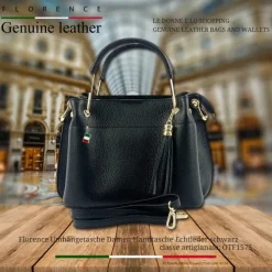 Florence Damen Handtasche Echtleder schwarz OTF157S
