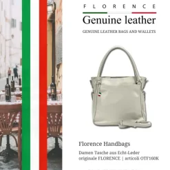 Florence Damen Handtasche Echtleder hellgrau OTF160K