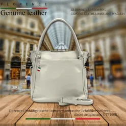 Florence Damen Handtasche Echtleder hellgrau OTF160K
