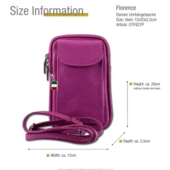 Florence Damen Mini-Handtasche echtes Leder Tasche fuchsia/pink OTF827P
