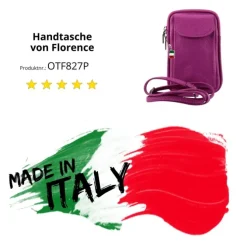Florence Damen Mini-Handtasche echtes Leder Tasche fuchsia/pink OTF827P