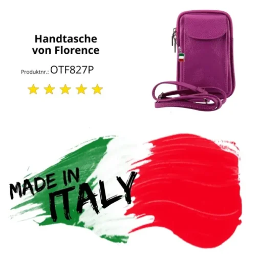 Florence Damen Mini-Handtasche echtes Leder Tasche fuchsia/pink OTF827P