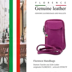 Florence Damen Mini-Handtasche echtes Leder Tasche fuchsia/pink OTF827P