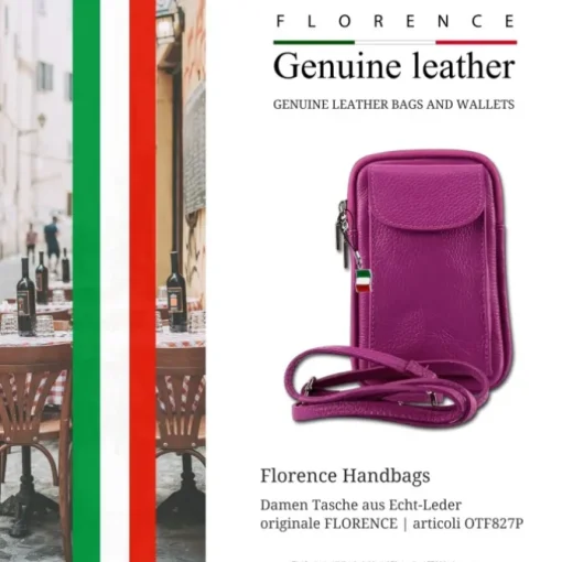 Florence Damen Mini-Handtasche echtes Leder Tasche fuchsia/pink OTF827P