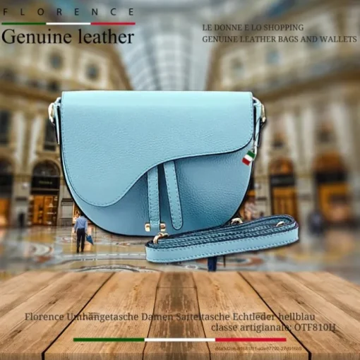 Florence Damen Satteltasche Echtleder hellblau OTF810H