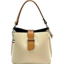 Florence Damen Schultertasche Leder Tasche beige, natur OTF168I1