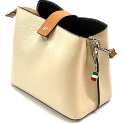 Florence Damen Schultertasche Leder Tasche beige, natur OTF168I1