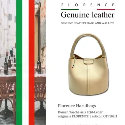 Florence Damen Umhängetasche Leder Tasche beige OTF169I1