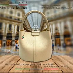 Florence Damen Umhängetasche Leder Tasche beige OTF169I1