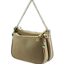 Florence Doppel Damen Tasche Echtleder taupe OTF826C