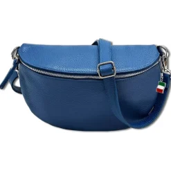 Florence Echtleder Bauchtasche groß Damen blau Jugend OTF825M