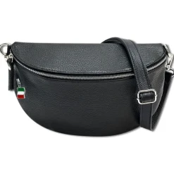 Florence Echtleder Bauchtasche groß Damen schwarz Jugend OTF825S