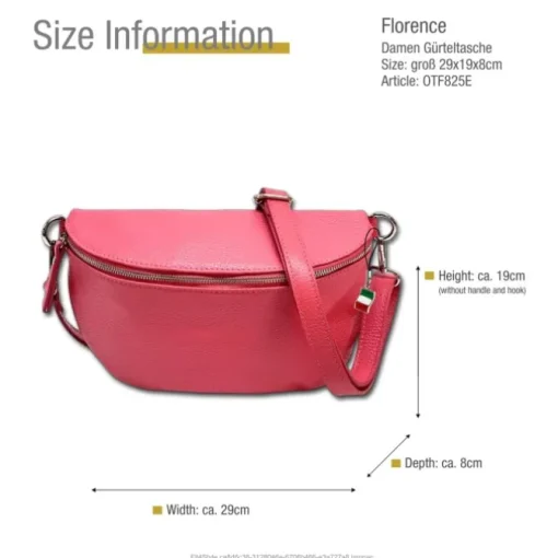 Florence Echtleder Bauchtasche groß Damen rot Jugend OTF825E