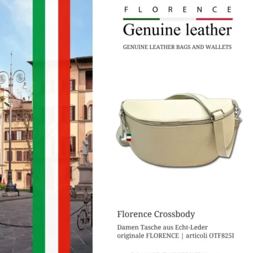 Florence Echtleder Bauchtasche groß Damen beige Jugend OTF825I