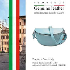 Florence Echtleder Bauchtasche groß Damen hellblau Jugend OTF825H