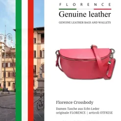 Florence Echtleder Bauchtasche groß Damen rot Jugend OTF825E