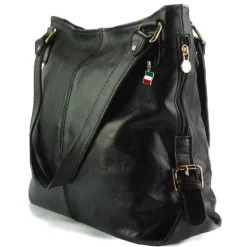 Florence Echtleder Damen schwarz Henkeltasche Shopper OTF136S
