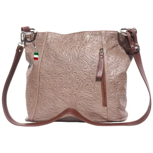 Florence Echtleder Damen taupe braun Henkeltasche OTF130C