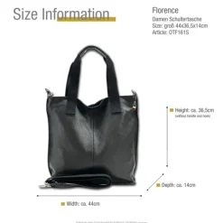 Florence Echtleder Damen schwarz Shopper OTF161S